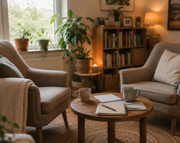 Quiet supportive consultation space for home education guidance and family learning support at ETC-UK Calm and welcoming consultation space for home education guidance and personalised family support conversations.