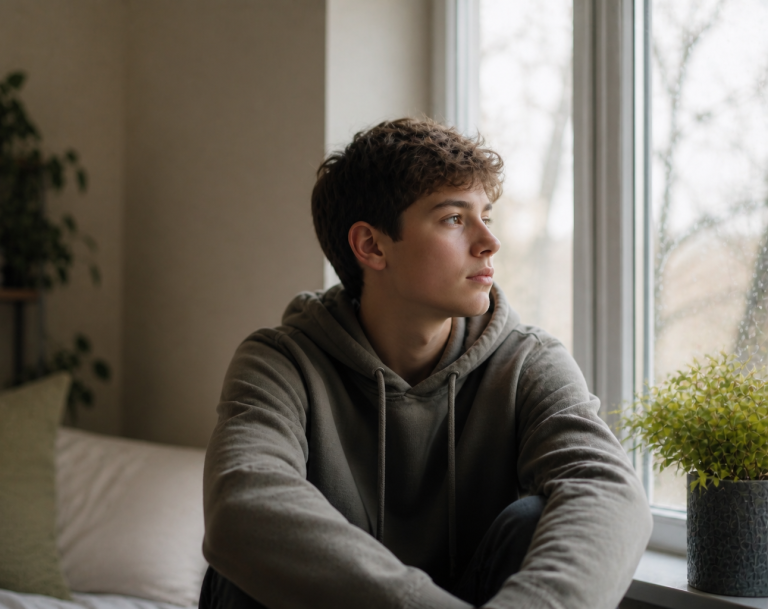 When things don’t feel straightforward - creating space to pause, reflect, and understand what’s really going on Young person sitting by a window at home looking thoughtful, representing moments when learning or life feels difficult or uncertain