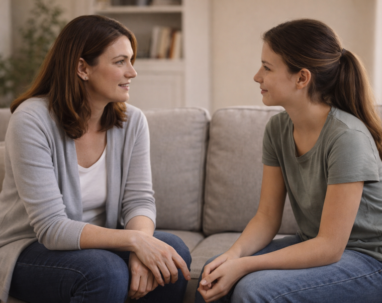 Supportive one-to-one coaching conversation between adult and young person