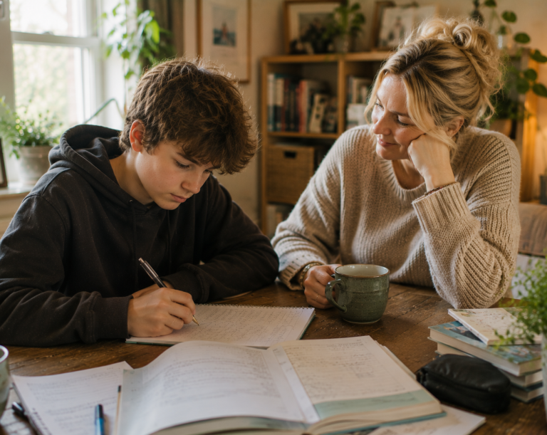 Personalised educational mentoring and learning support for home educated young people at ETC-UK Supportive one-to-one personalised learning support for a home educated teenage boy in a calm home environment.